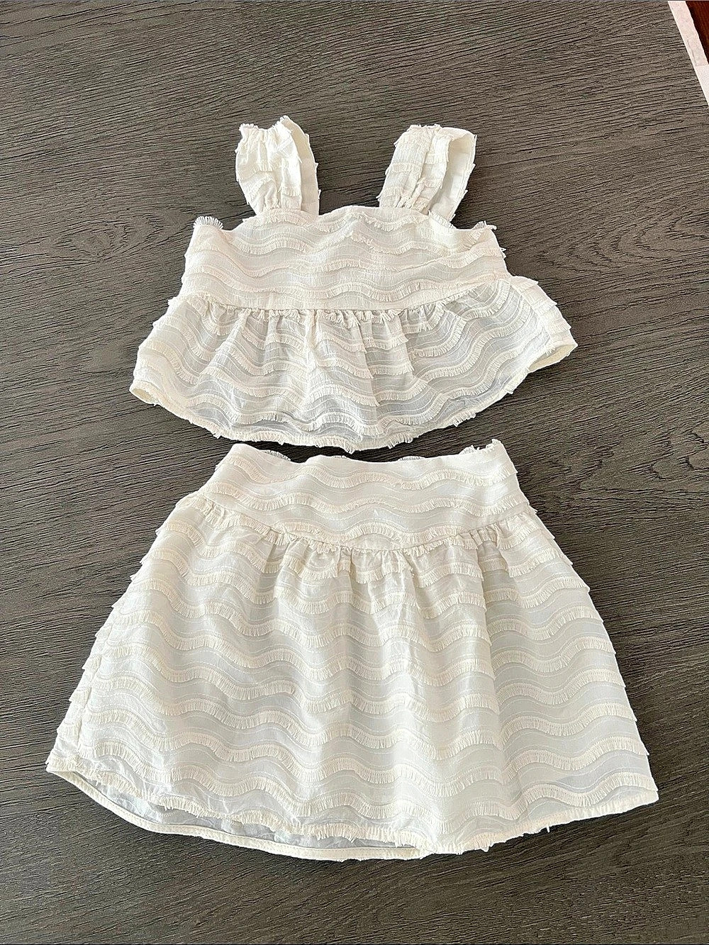 Zara Girls 3-4Y Cream Textured Matching Set